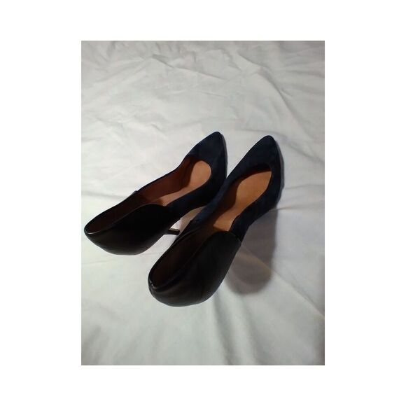 MADEWELL MADDIE LEATHER VELVET BLUE BLACK PUMPS SIZE 10 - Picture 7 of 7